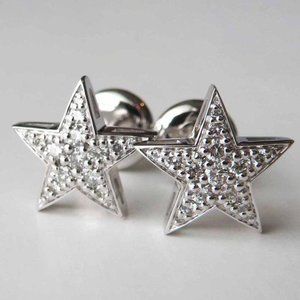 Diamond 18K White Gold Large STAR Earrings